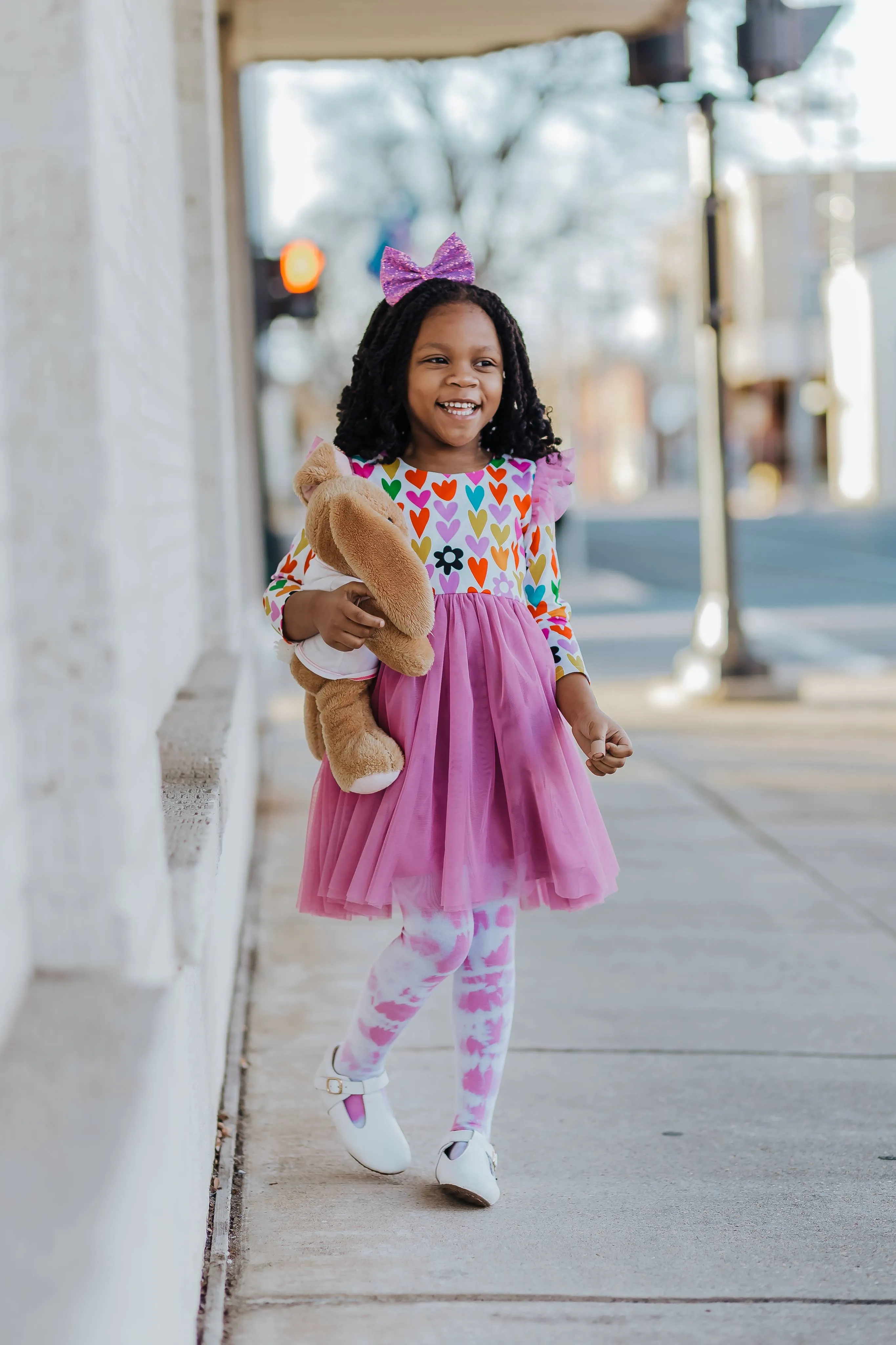 Little Girl's Mulicolor Hearts Tulle Dress