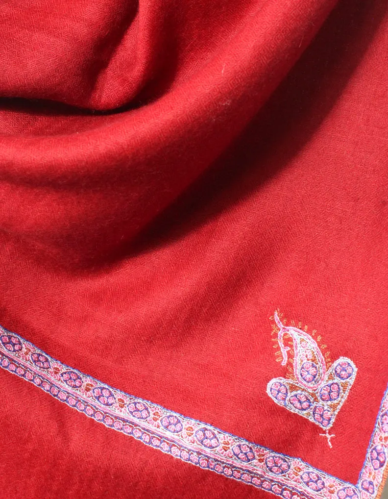 Maroon Pashmina Shawl With Sozni Work 5772