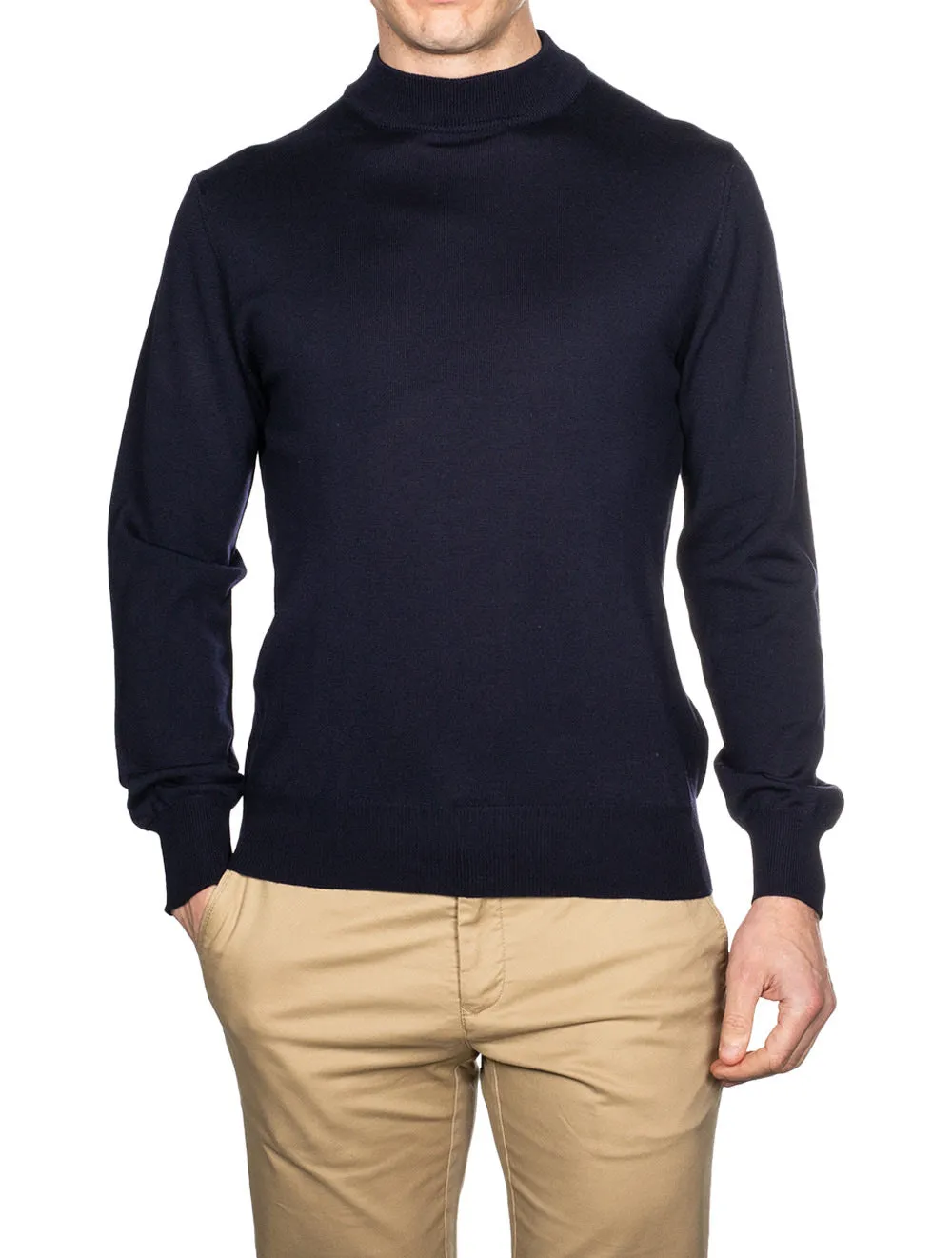 Merino Mock Neck Navy