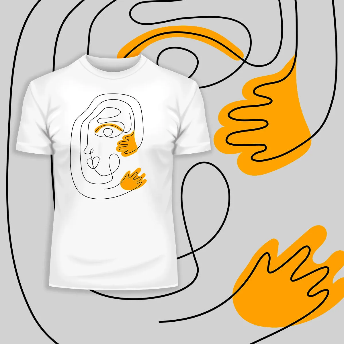 Minimalist Abstract Face T-Shirt – Unique One Line Drawing Graphic Tee Three