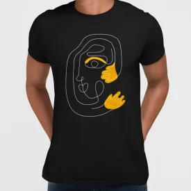 Minimalist Abstract Face T-Shirt – Unique One Line Drawing Graphic Tee Three