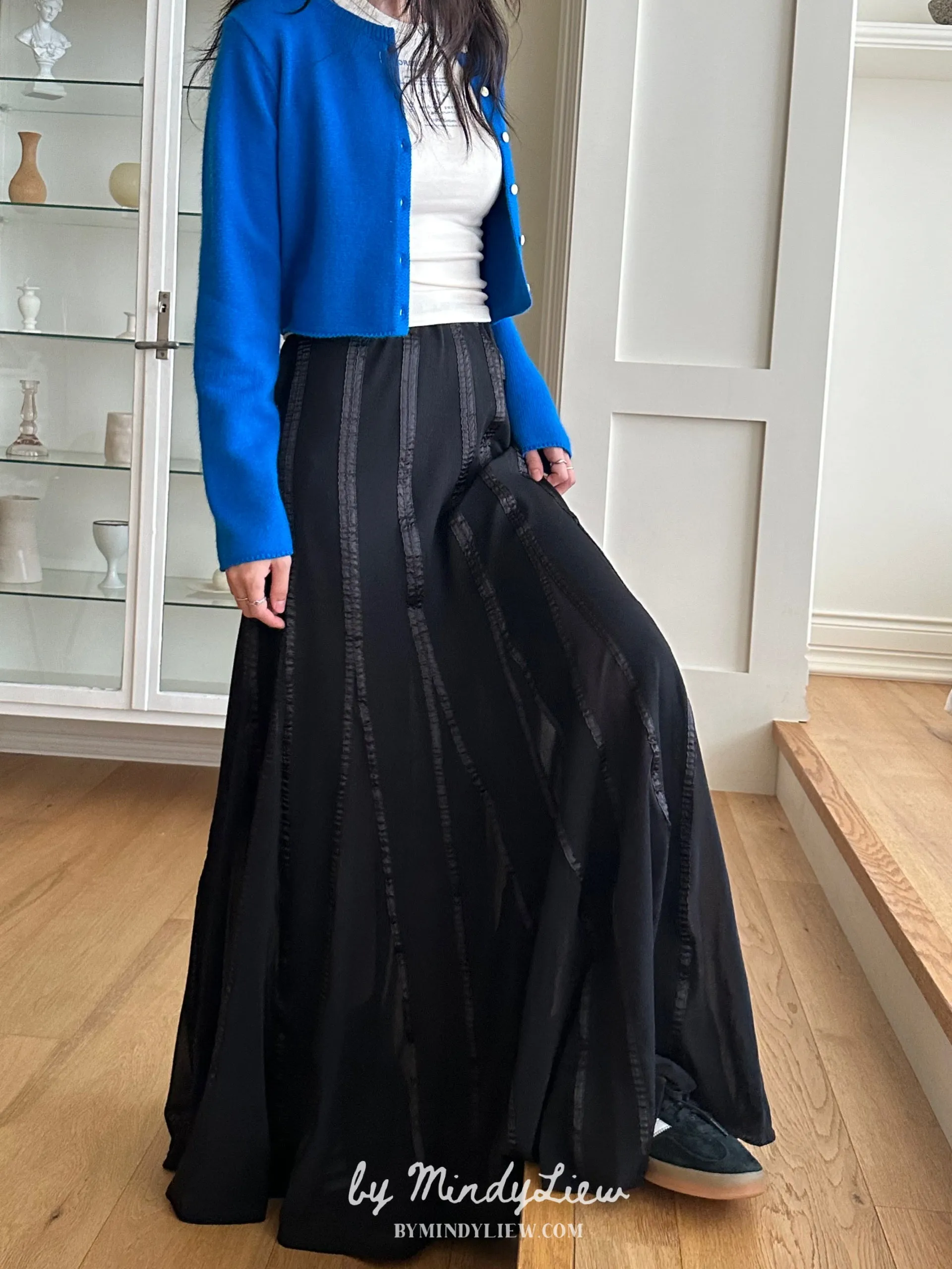 ML24916 Gauze Black Skirt