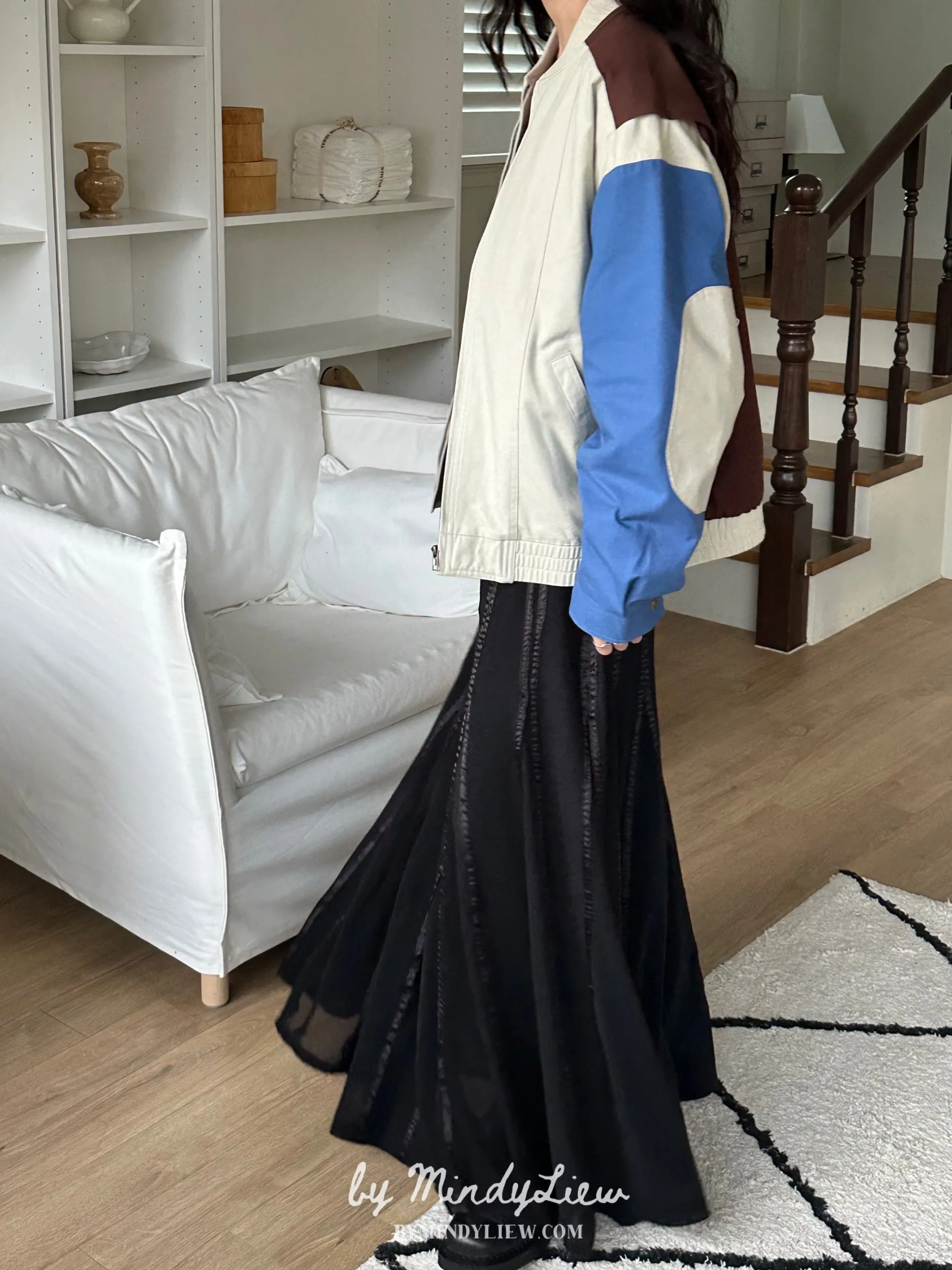 ML24916 Gauze Black Skirt