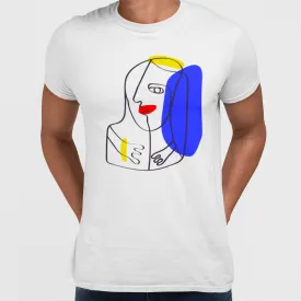 Modern Minimalist Abstract Portrait T-Shirt Unique One Line Art Graphic Tee Three