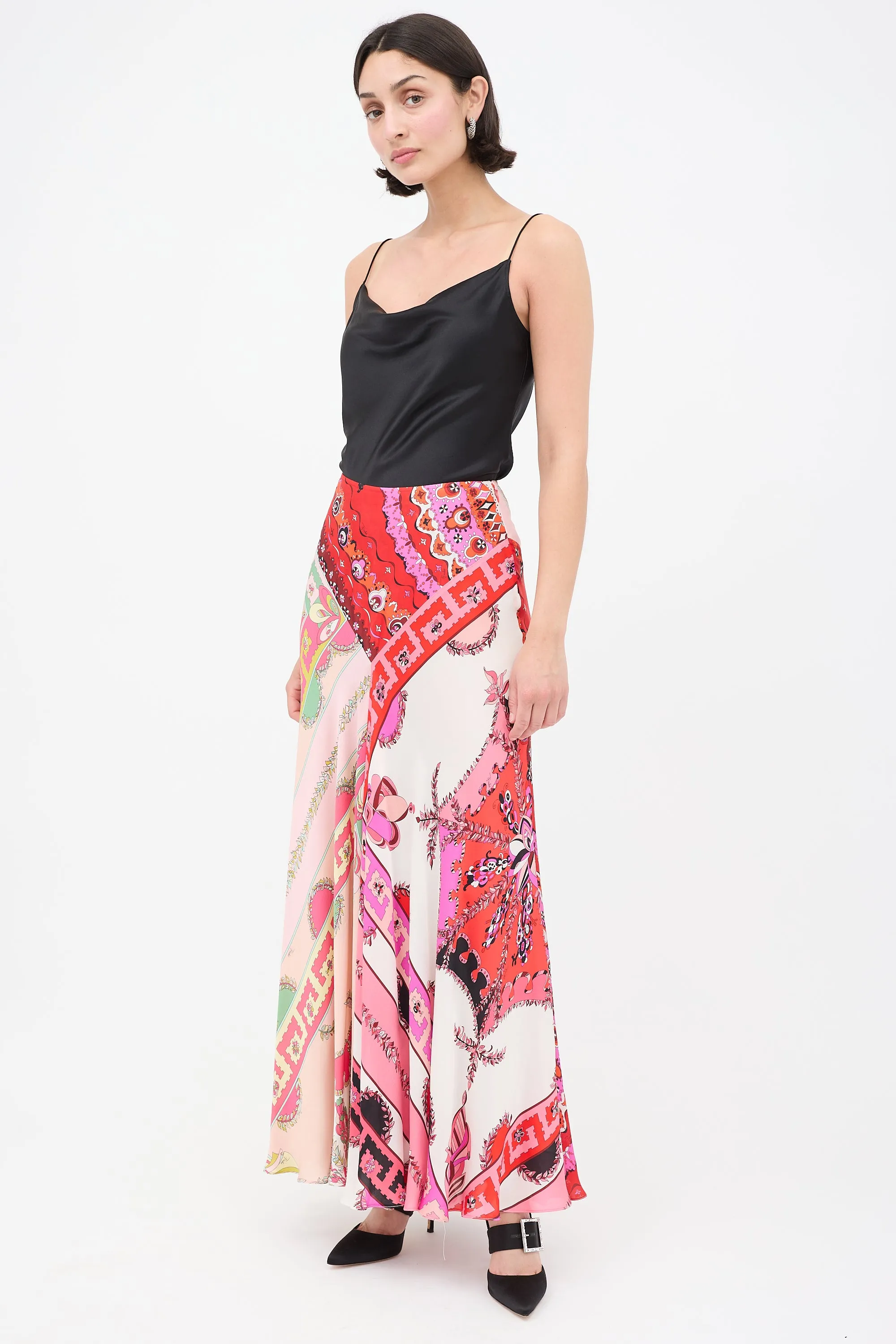 Multicolour Silk Print Skirt