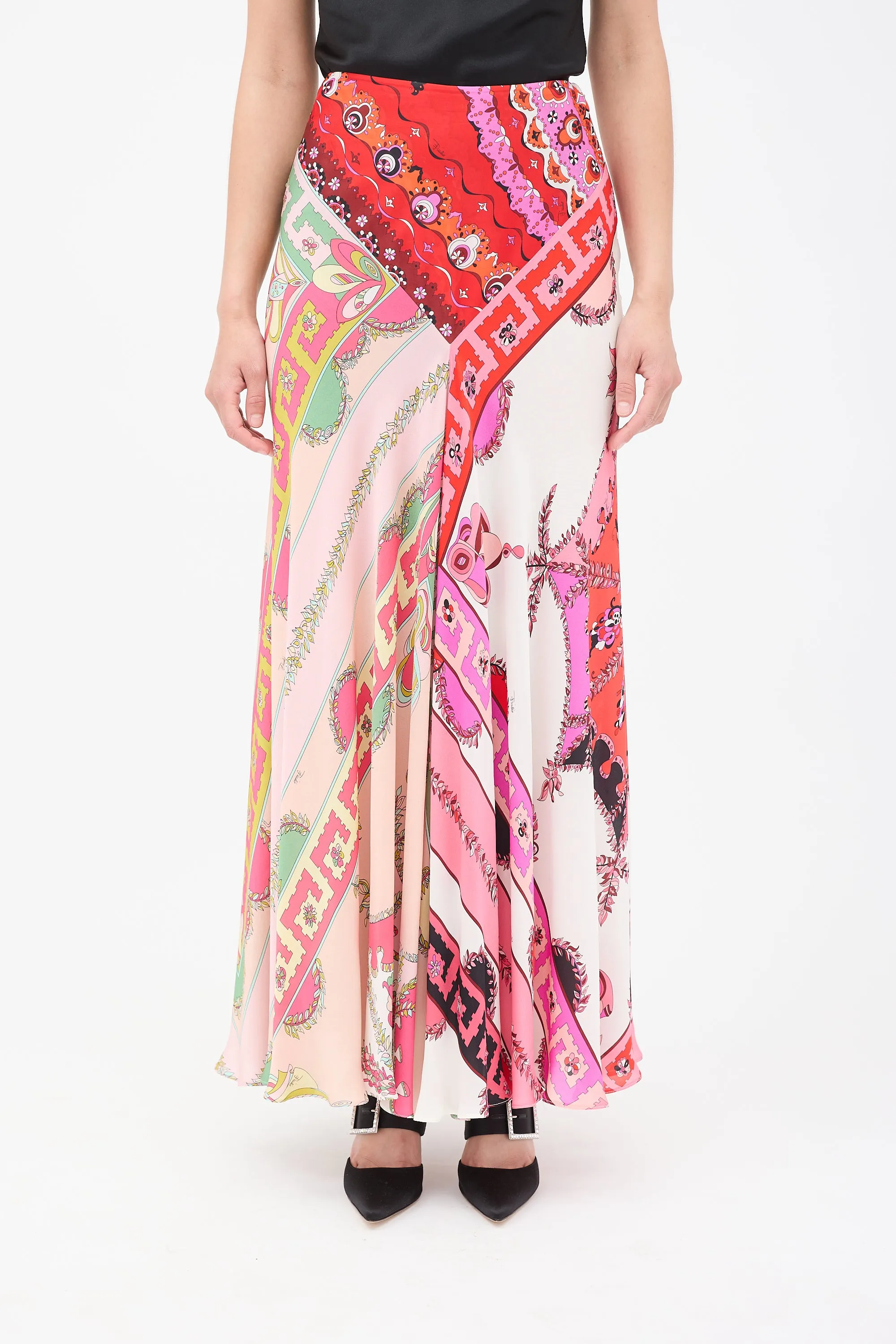 Multicolour Silk Print Skirt