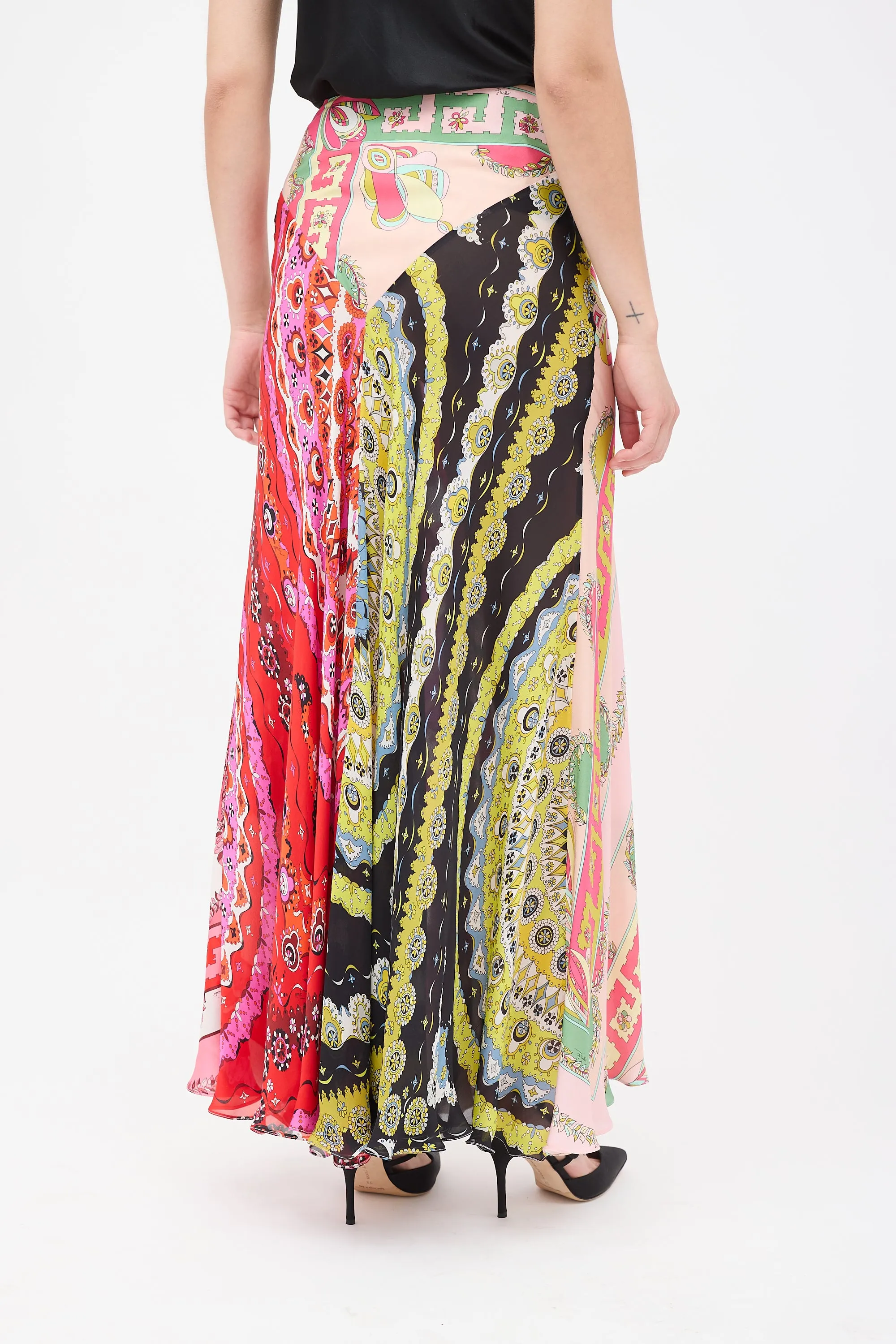 Multicolour Silk Print Skirt