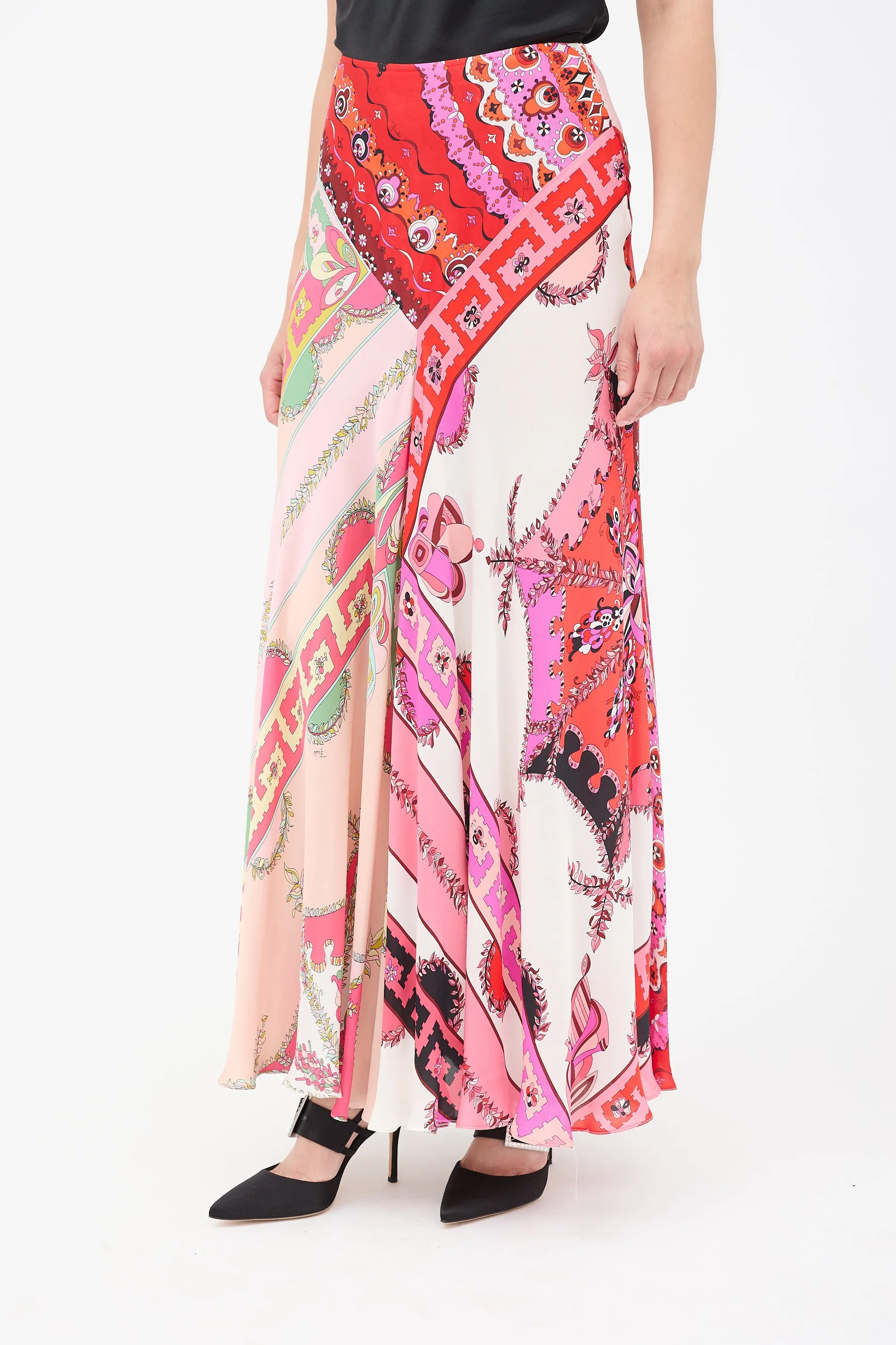 Multicolour Silk Print Skirt