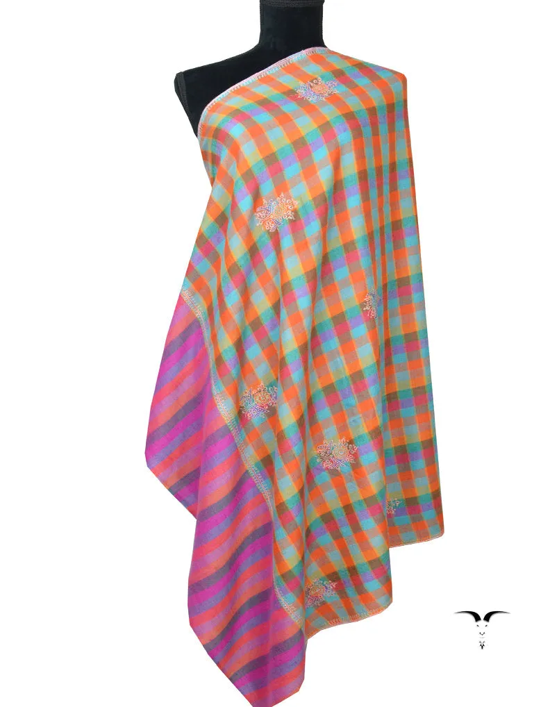 Multicoloured Pashmina Shawl with Sozni Work 5796
