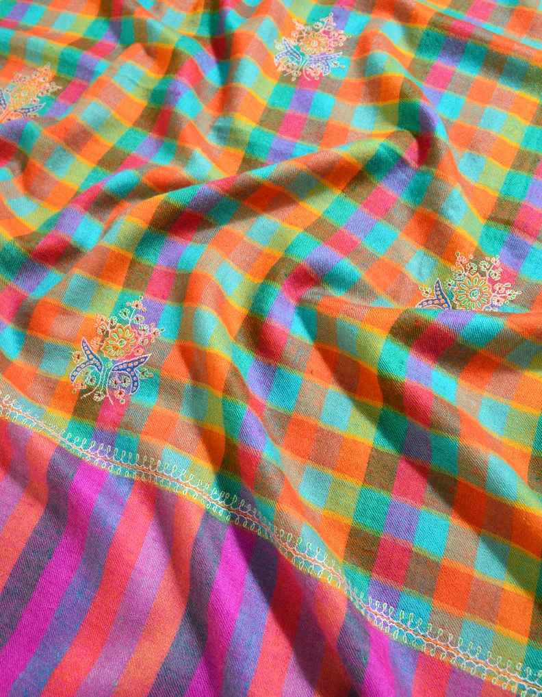 Multicoloured Pashmina Shawl with Sozni Work 5796