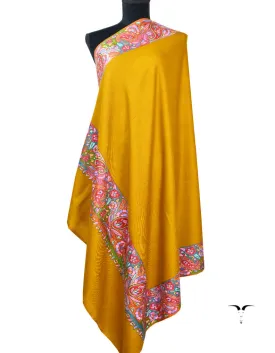 Mustard Pashmina Shawl With Papermachie Work 5490