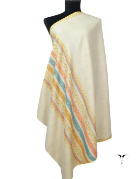 Natural Off White Pashmina Shawl With Sozni Work 5787