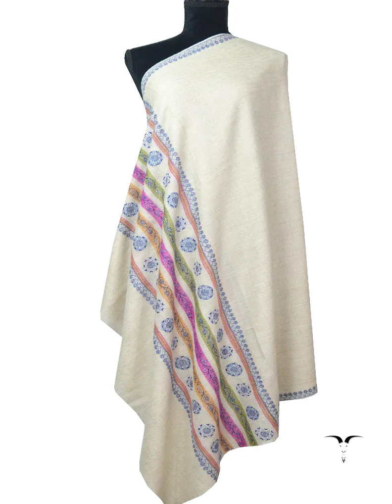Natural Pashmina Shawl In Sozni 5932