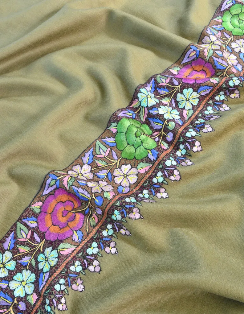 Natural Pashmina Shawl With Papermachie Work 5491