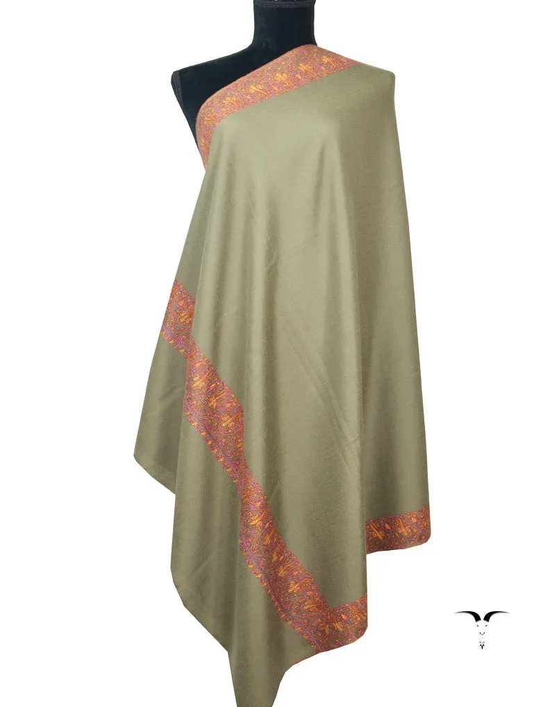 Natural Pashmina Shawl With Sozni Embroidery 5805