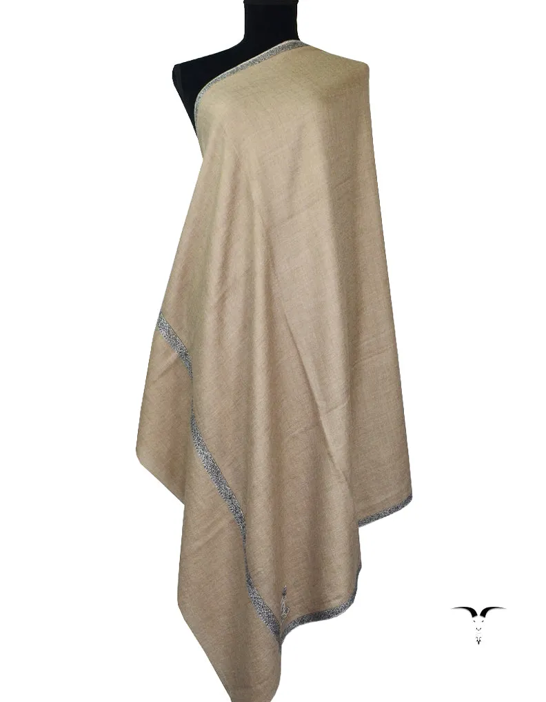 Natural Pashmina Shawl With Sozni Work 5506