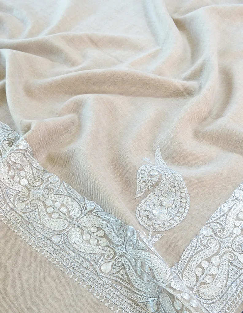 Natural Pashmina Shawl with Tilla 5414