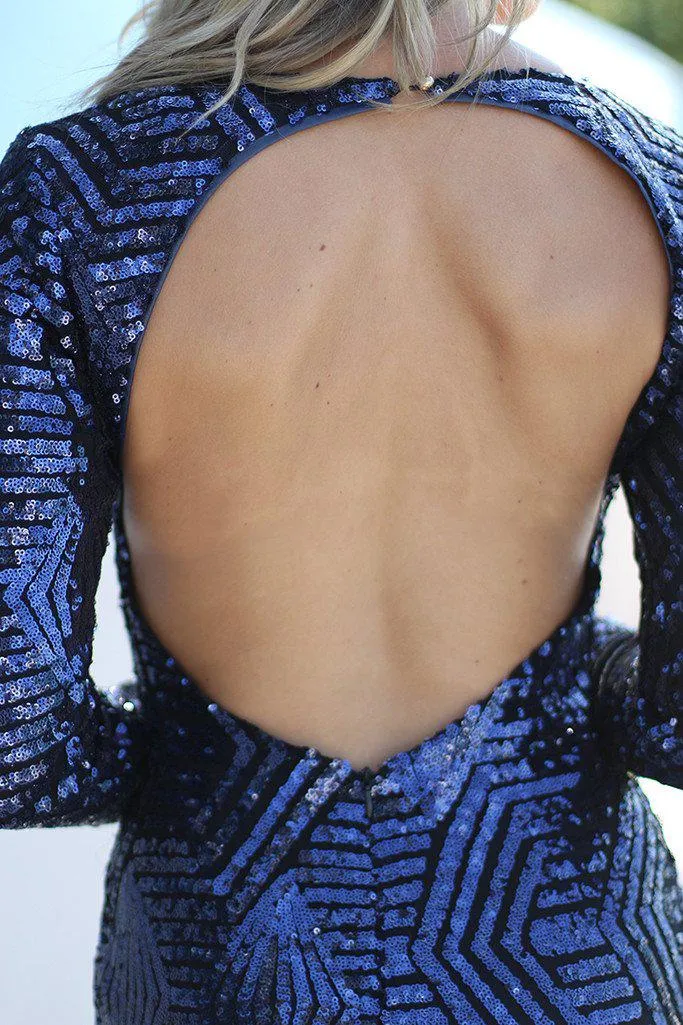 Navy Sequin Short Dress