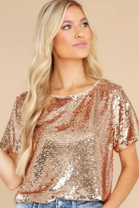 Never Ending Nights Rose Gold Sequin Crop Top