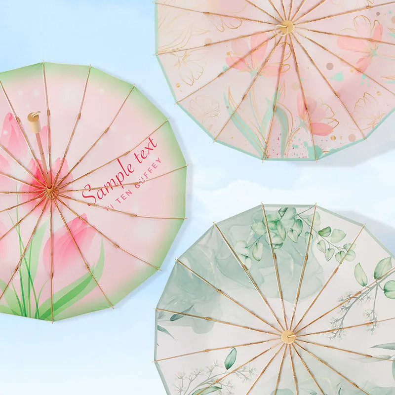 New three-fold parasol 16-rib sun protection and UV protection French retro umbrella strong and wind-resistant high-end sun umbrella