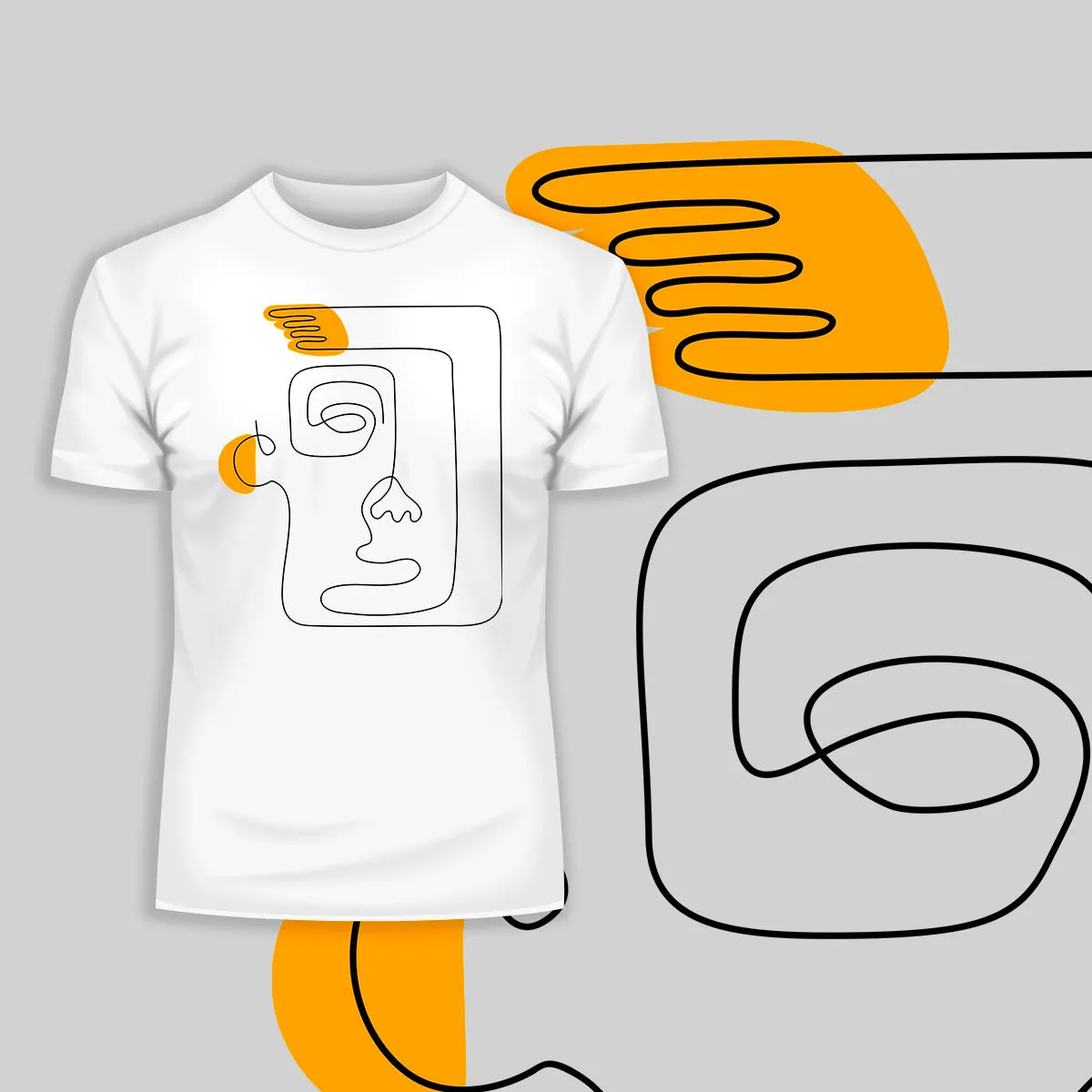 One Line Drawing Face T-Shirt Minimalist Abstract Art Graphic Tee, Unisex Design One