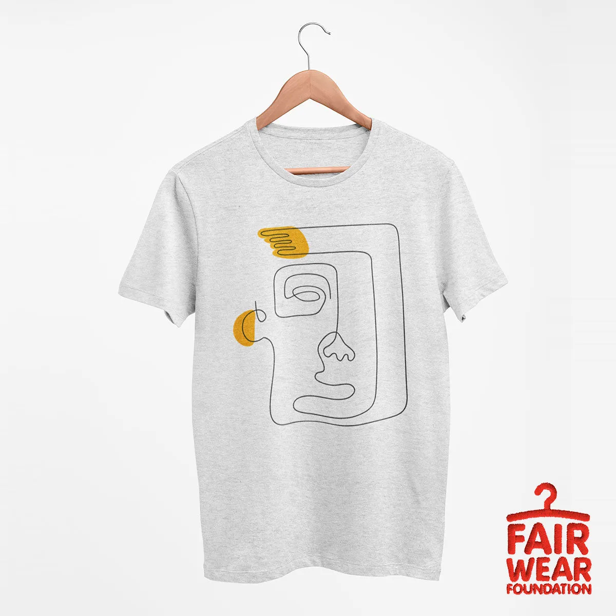 One Line Drawing Face T-Shirt Minimalist Abstract Art Graphic Tee, Unisex Design One
