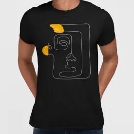 One Line Drawing Face T-Shirt Minimalist Abstract Art Graphic Tee, Unisex Design One