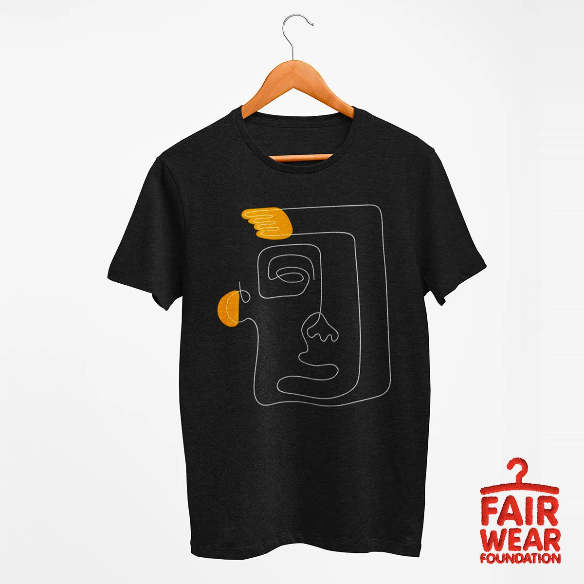 One Line Drawing Face T-Shirt Minimalist Abstract Art Graphic Tee, Unisex Design One