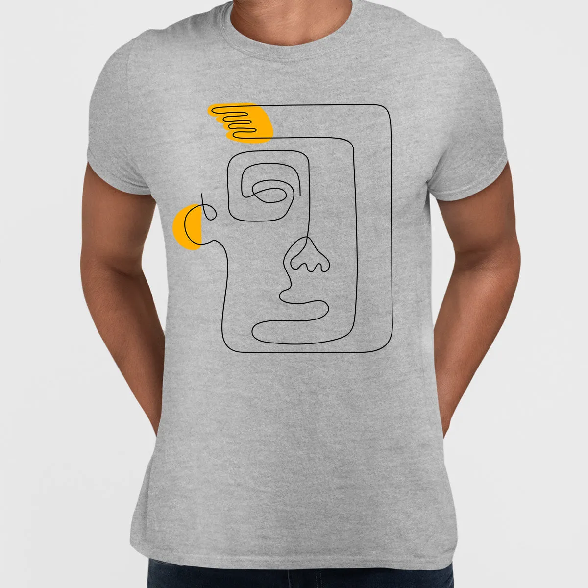 One Line Drawing Face T-Shirt Minimalist Abstract Art Graphic Tee, Unisex Design One
