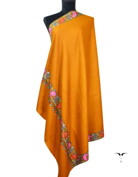 Orange Pashmina Shawl With Papermachie Work 5492