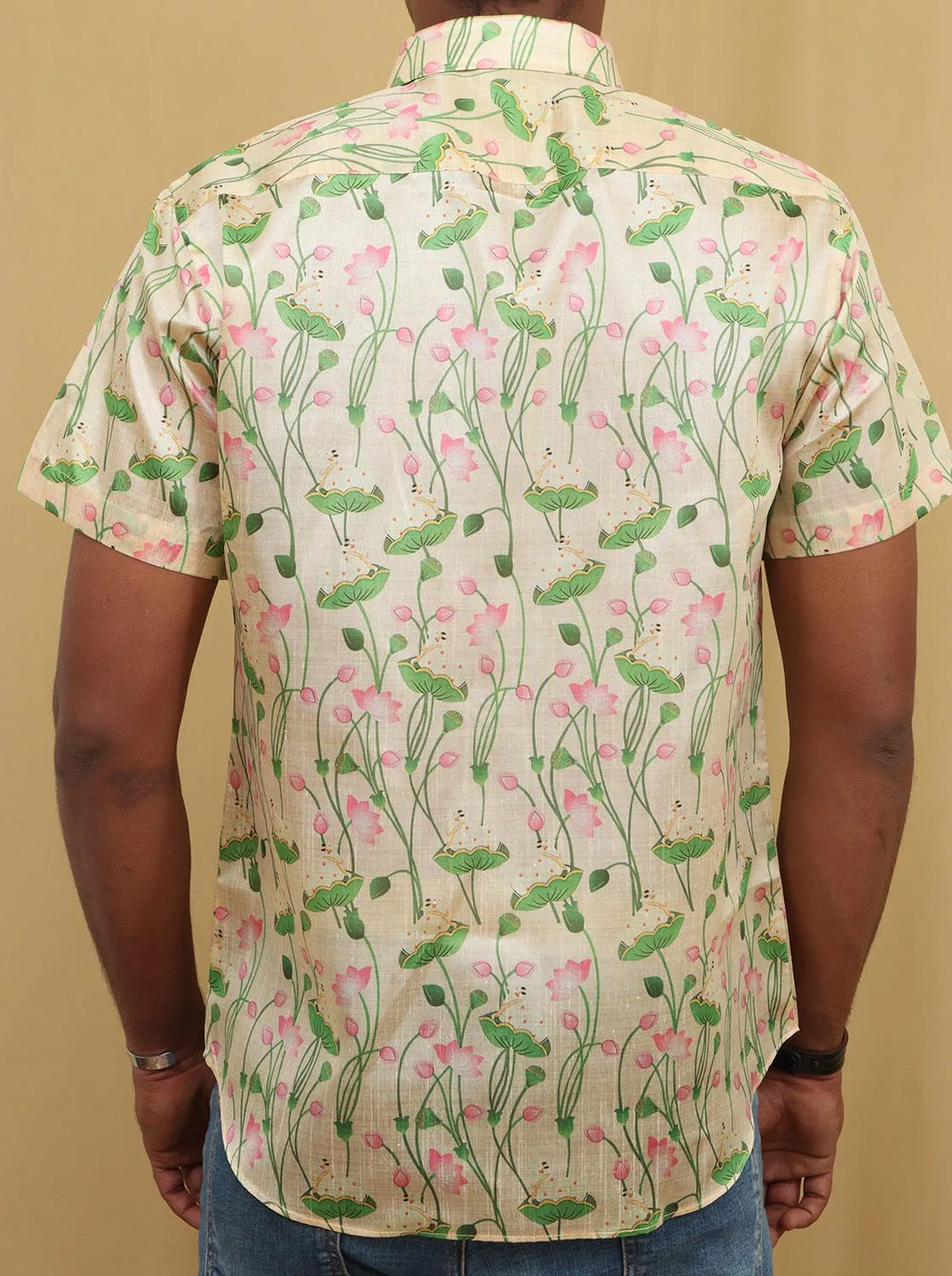 Pastel Kalamkari Tussar Silk Pichwai Shirt with Digital Print