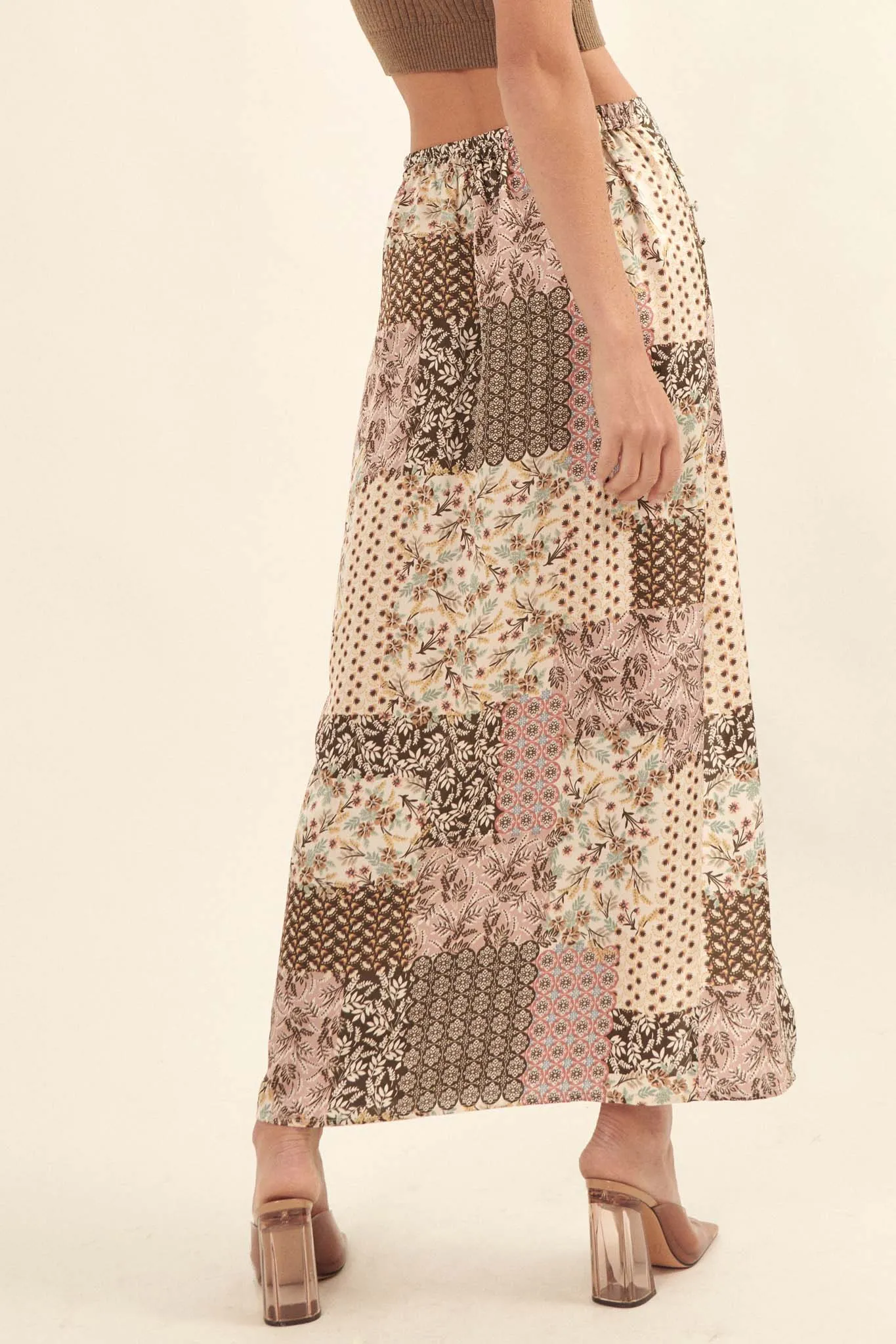 Patch It Up Floral Patchwork-Print Maxi Skirt