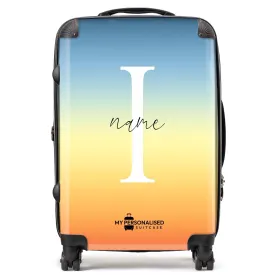 Personalised Orange, Yellow and Blue Ombre Gradient Suitcase