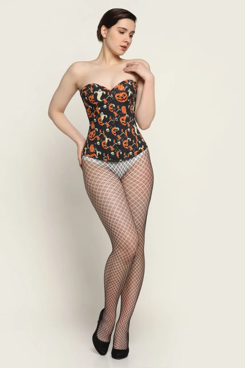 Pumpkin ghost printed waist reducing  overbust Corsets