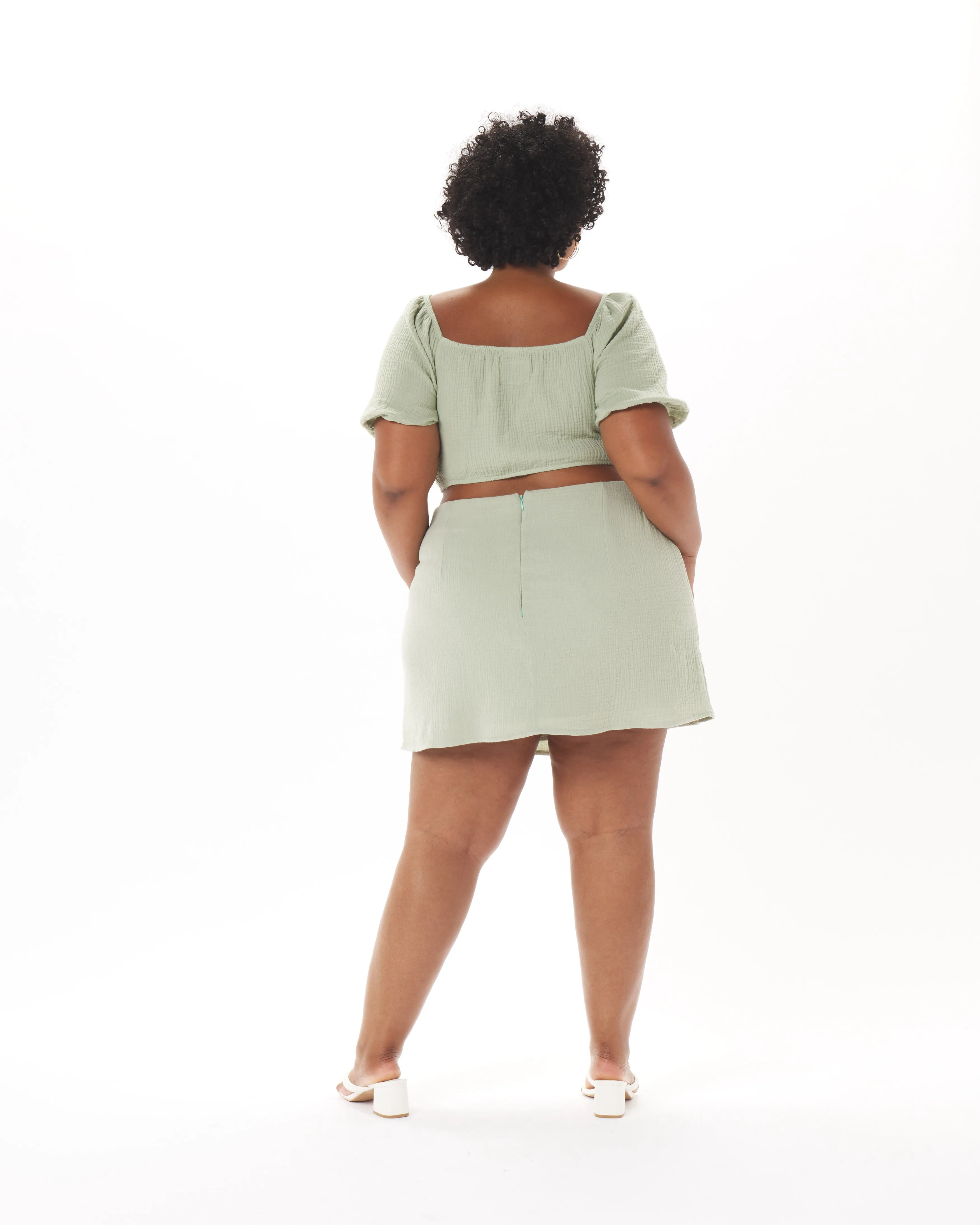 "Melanie" Cotton Gauze Skirt in Sage