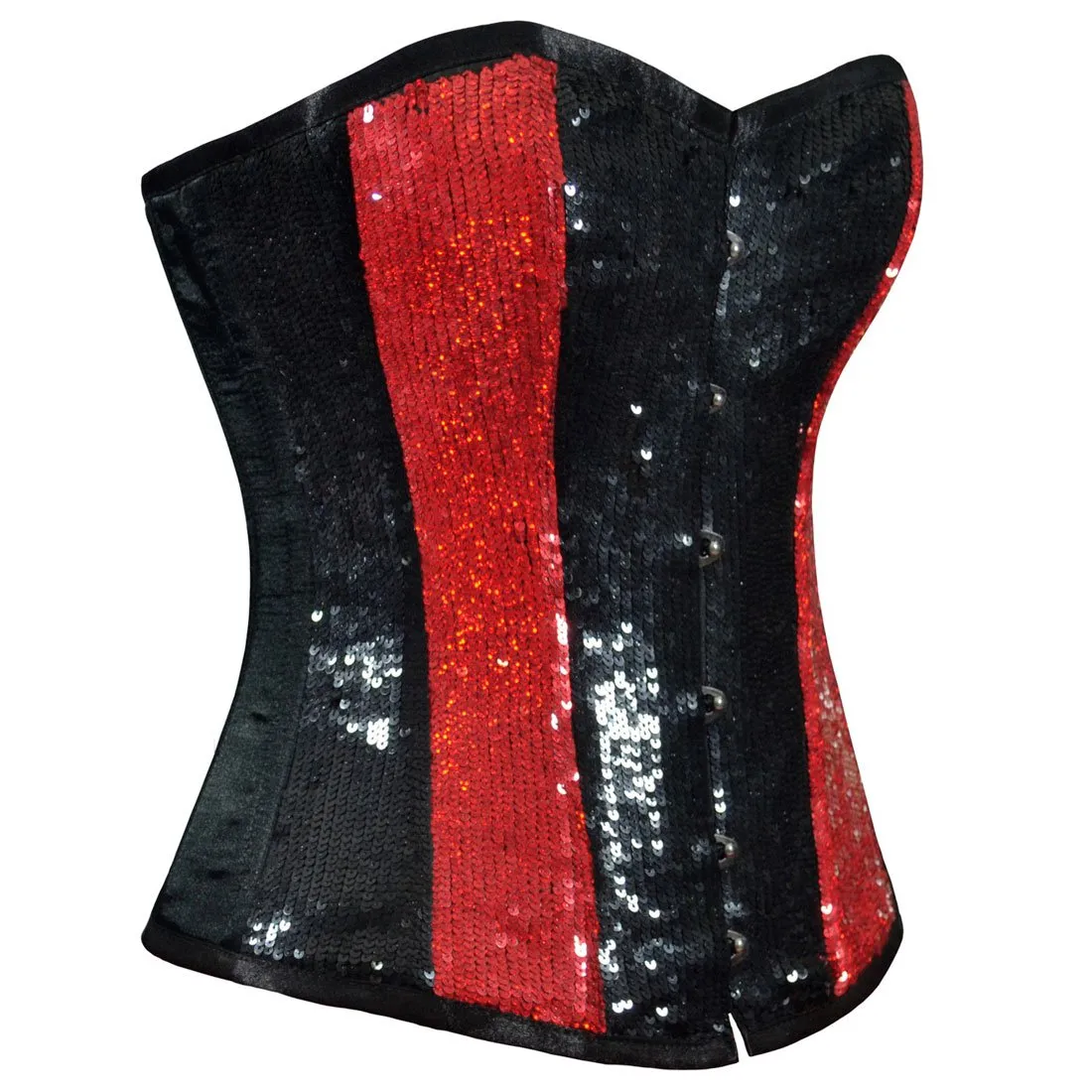 Raelinn Black Red Panel Sequenced Overbust Corset