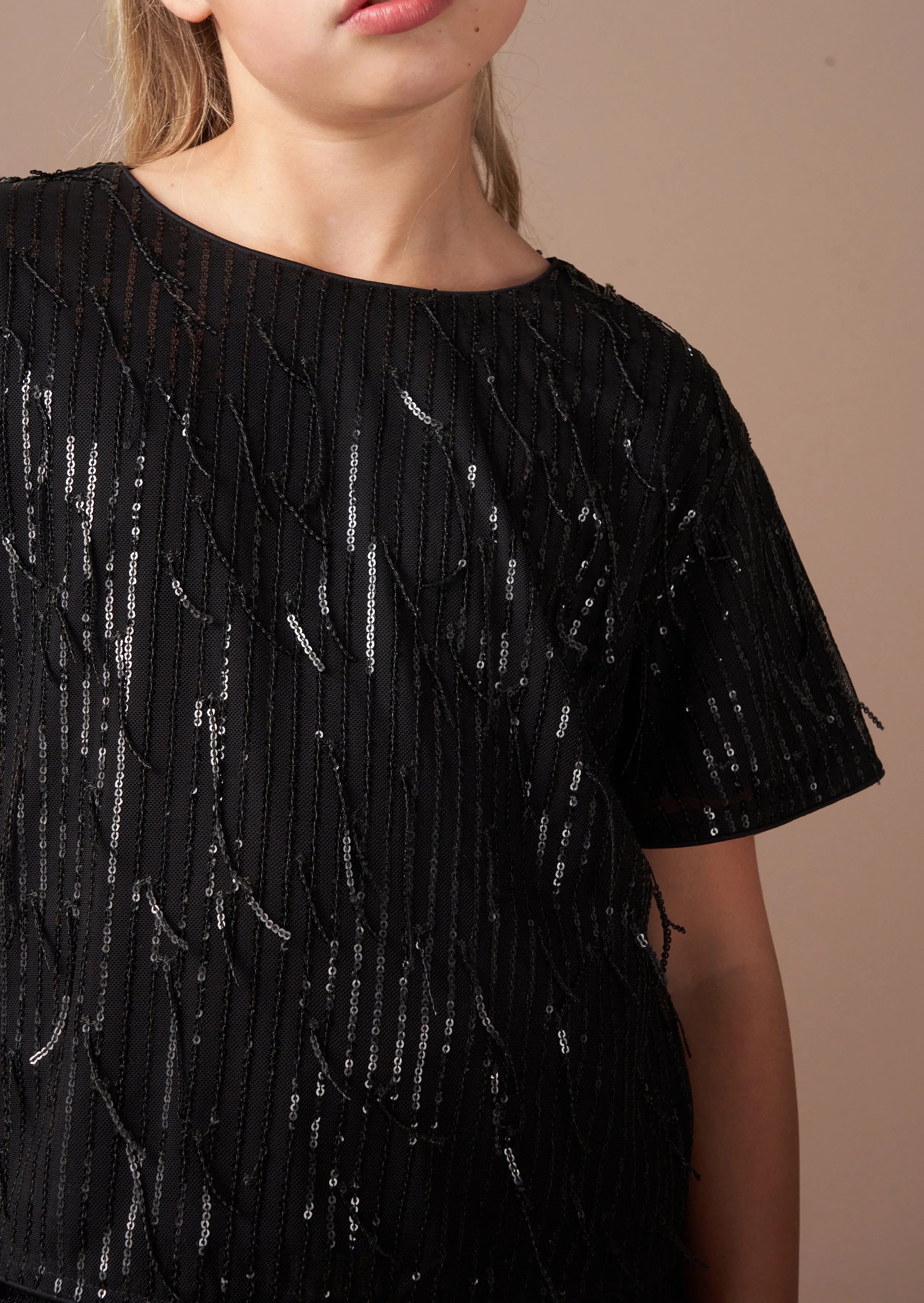 Sadie Black Tassel Sequin Top