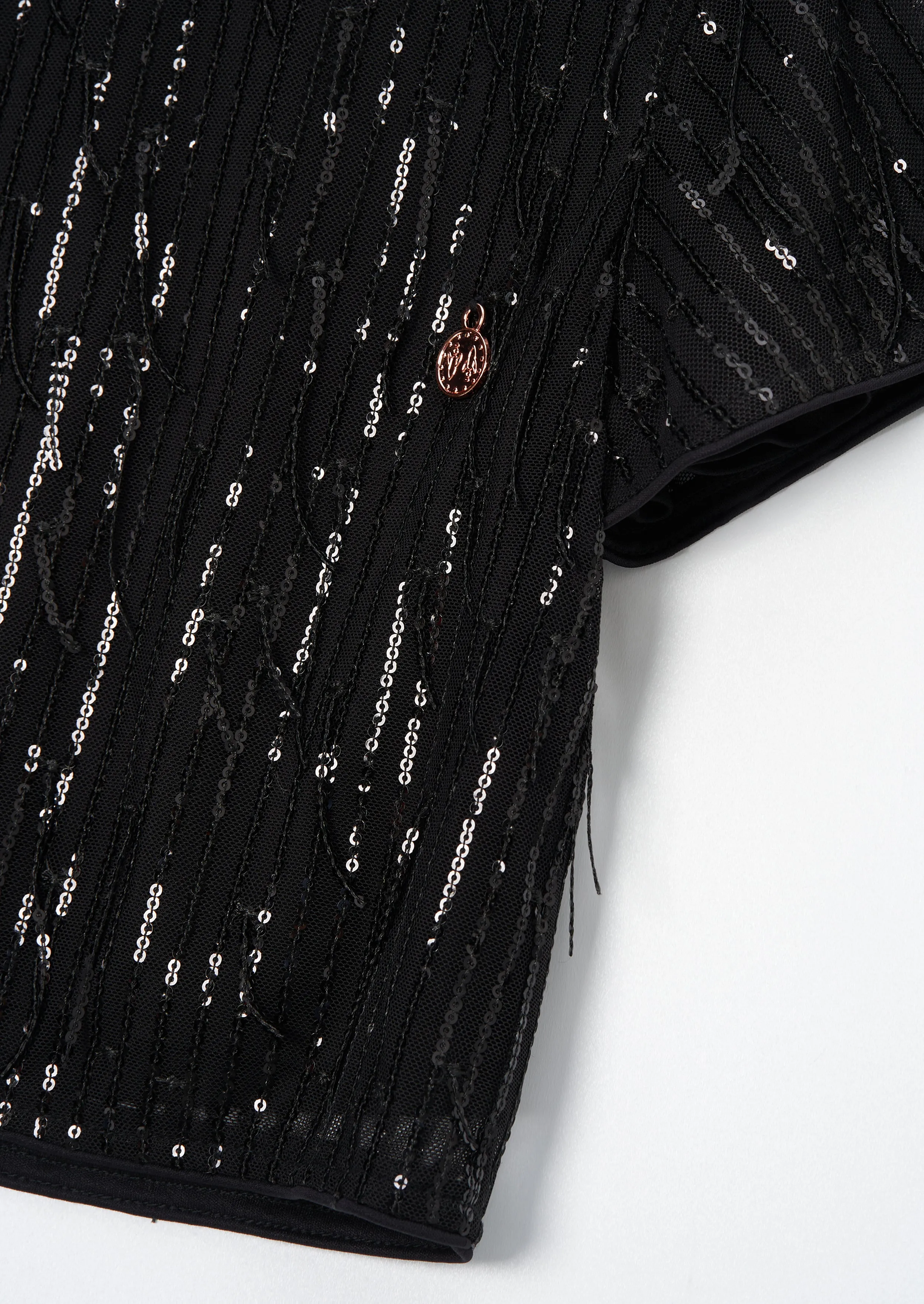 Sadie Black Tassel Sequin Top