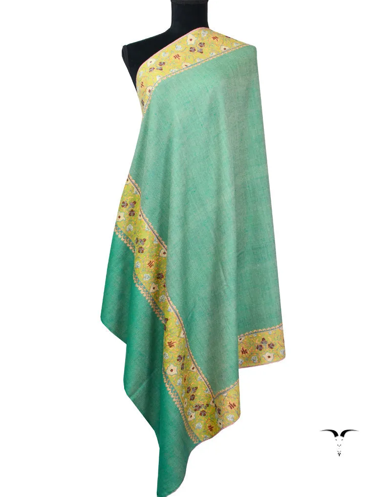 Sea Green & Yellow Pashmina Shawl 5485