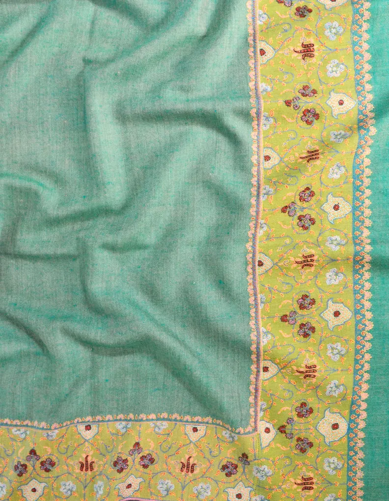Sea Green & Yellow Pashmina Shawl 5485