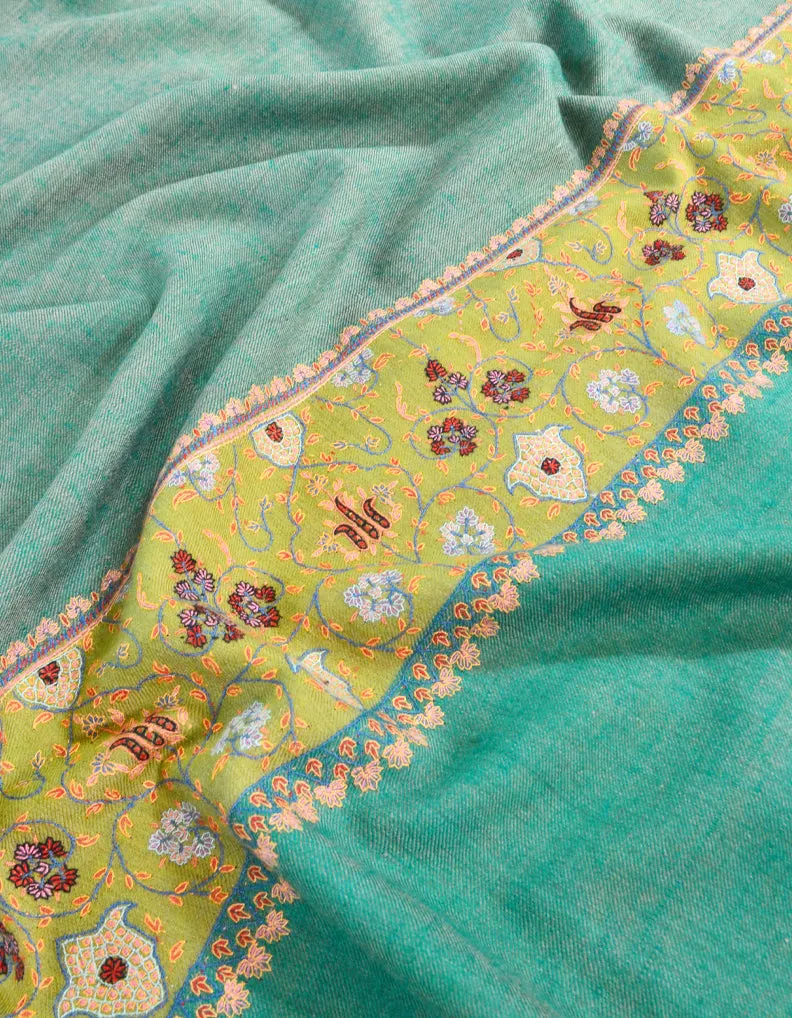 Sea Green & Yellow Pashmina Shawl 5485
