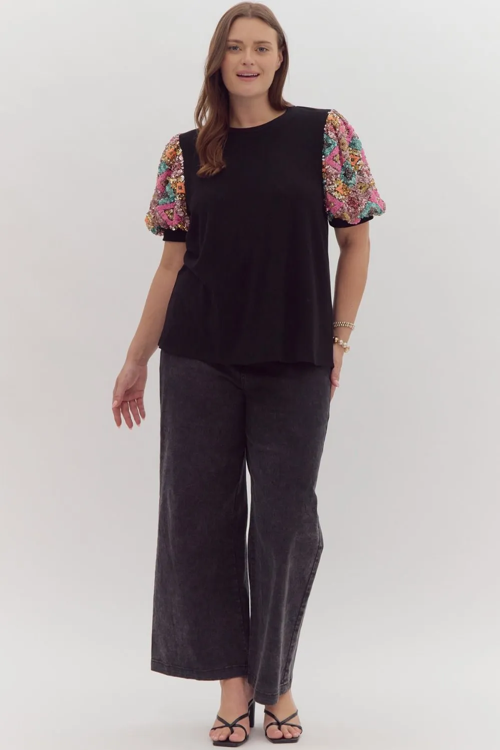 Sequin Perfection Black Knit Top
