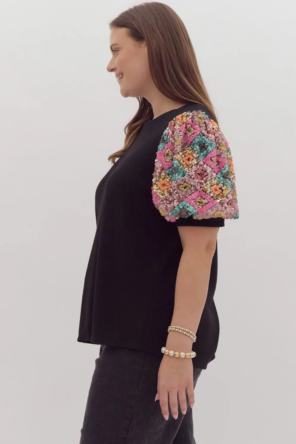 Sequin Perfection Black Knit Top