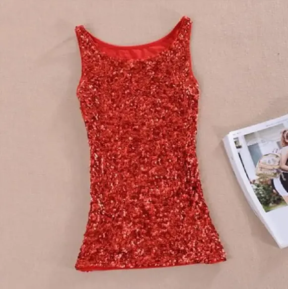 Sequin Sleeveless Tank Top