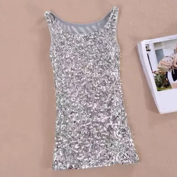 Sequin Sleeveless Tank Top