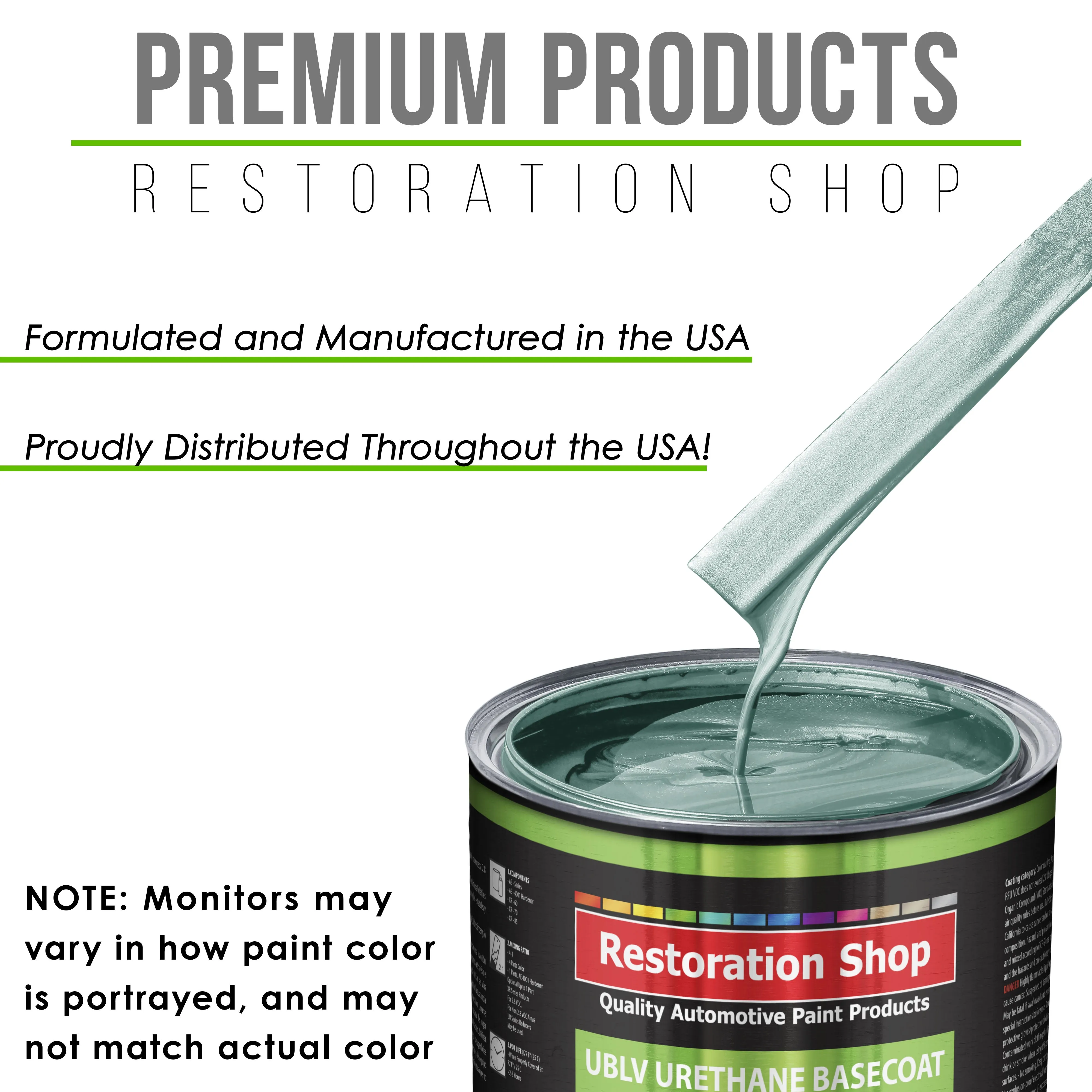Silver Aqua Metallic - LOW VOC Urethane Basecoat Auto Paint - Quart Paint Color Only - Professional High Gloss Automotive Coating