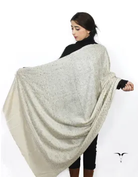 Silver Pashmina With Sozni Work 5723