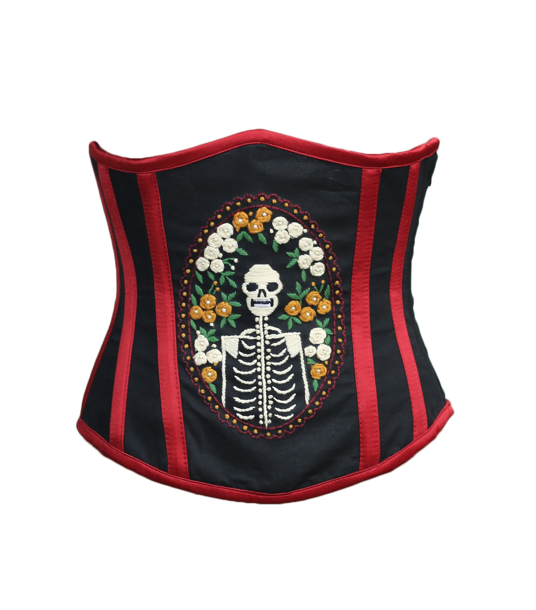 Skeleton Embroidered waist reducing  underbust corset