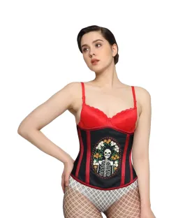 Skeleton Embroidered waist reducing  underbust corset