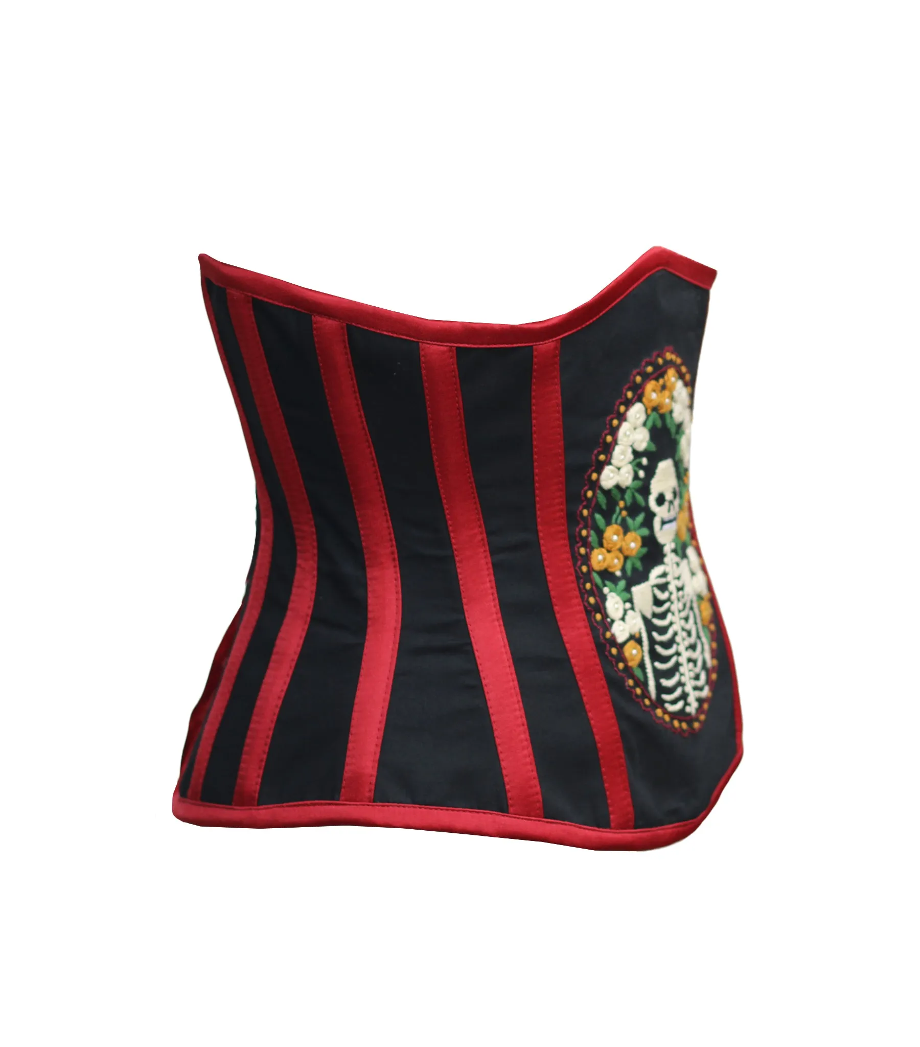Skeleton Embroidered waist reducing  underbust corset